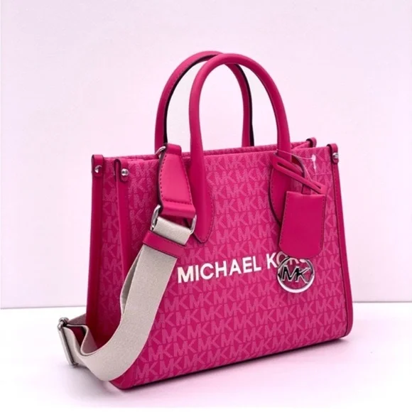 MICHAEL KORS MIRELLA SMALL SHOPPER TOTE CROSSBODY DRAGONFRUIT - Picture 11 of 12